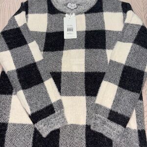 Chaps Monochrome Checkered Crewneck Sweater